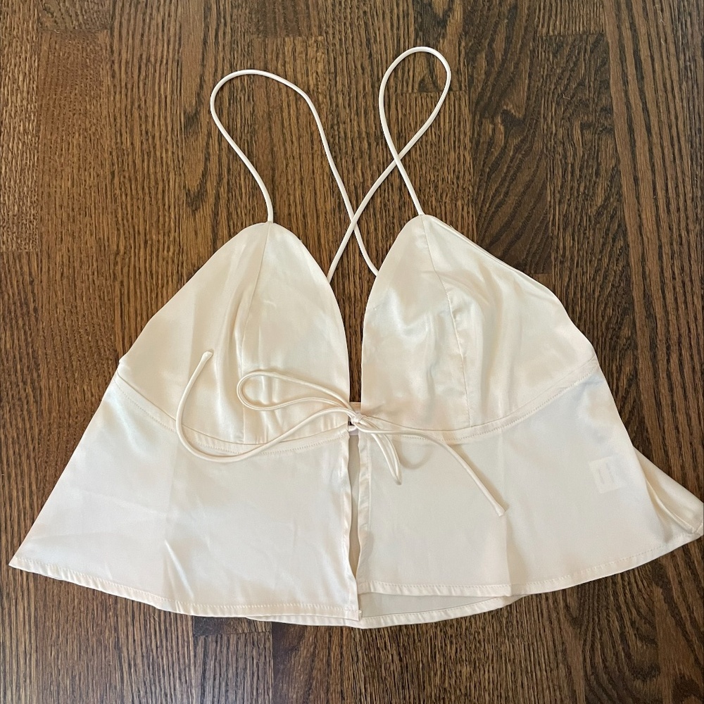 Isla Satin Top in Ivory